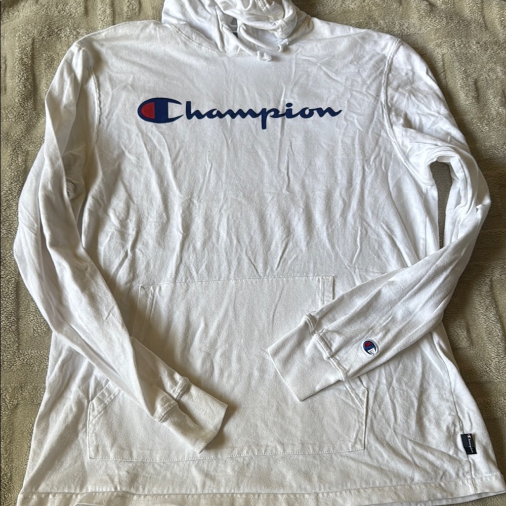 Champion White Sweatshirt with Bold Logo EUC